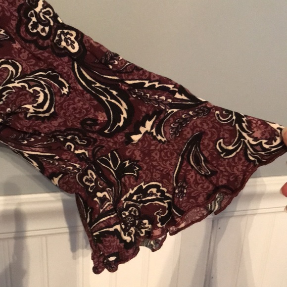 Open front tie purple print ruffle top NWT - Picture 4 of 8